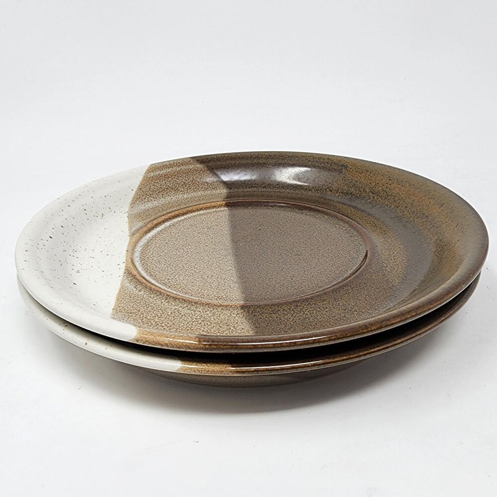 2 Mikasa Saucers Studio Kiln Replacements Vintage Japan Earth Tones Brown Tan